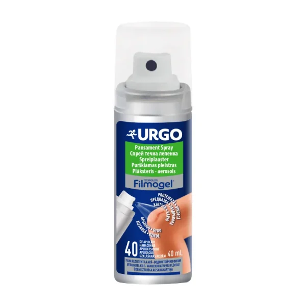 URGO plāksteris – aerosols ar oriģinālo, Urgo izstrādāto formulu, ir paredzēts brūcēm, nobrāzumiem.
