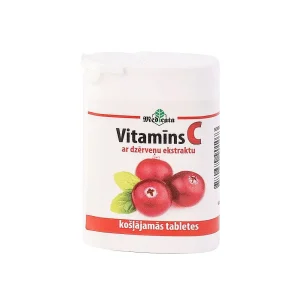 Vitamīns C 50mg tabletes ar dzērveņu ekstraktu, 50 tabletes