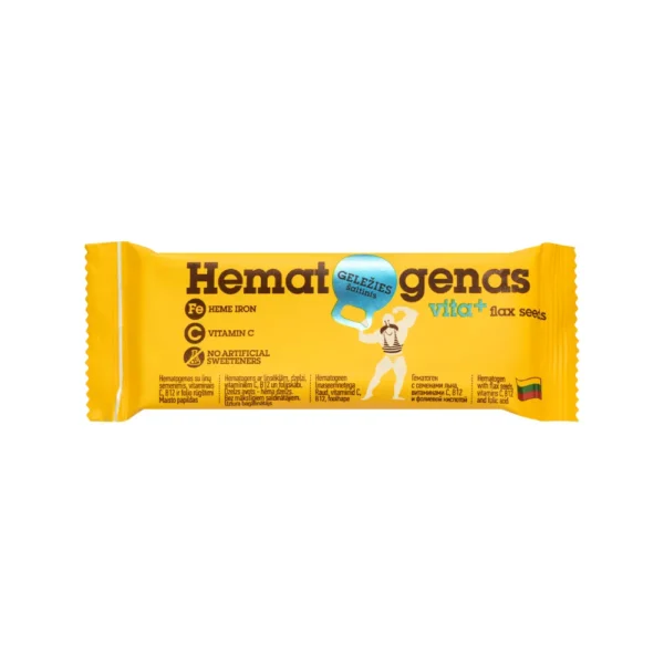 Hematogenas VITA+ hematogens ar linsēklām, dzelzi, vitamīniem C, B12, folijskābi, 50g