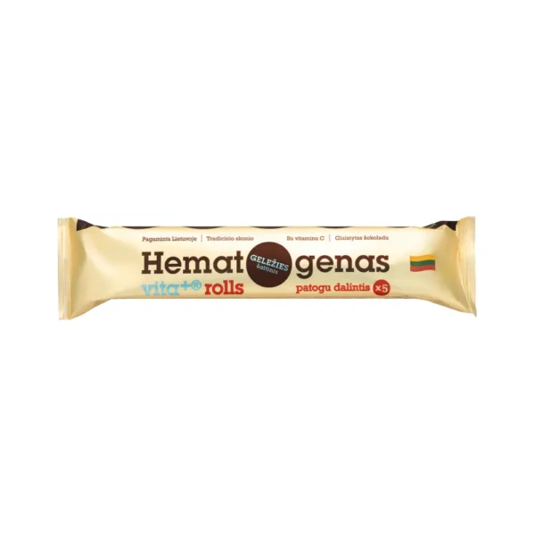 Hematogenas VITA+ rolls hematogens ar šokolādes glazūru, dzelzi un vitamīnu C, 65g