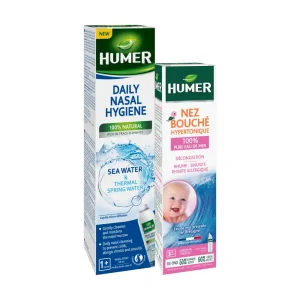 HUMER KOMPLEKTS - aerosols aizliktam degunam zīdaiņiem/bērniem 50 ml un termālais / jūras ūdens 100 ml