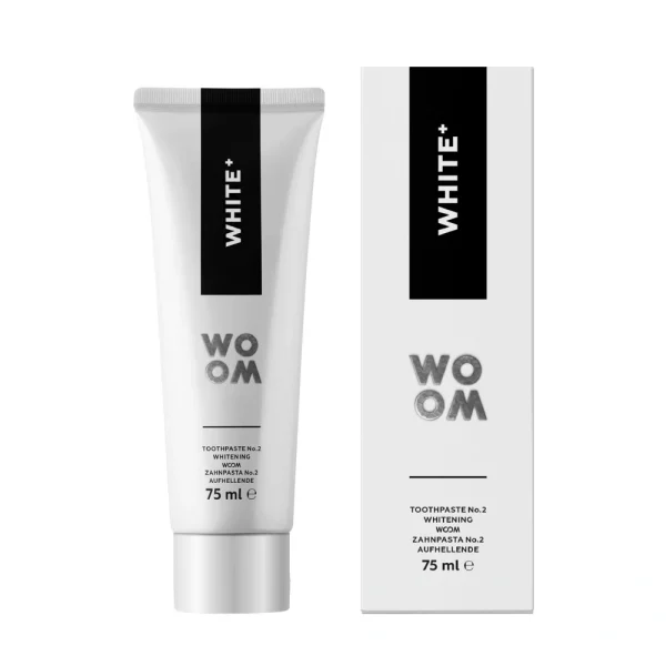 WOOM WHITE+ efektīva baltinoša zobu pasta, 75 ml