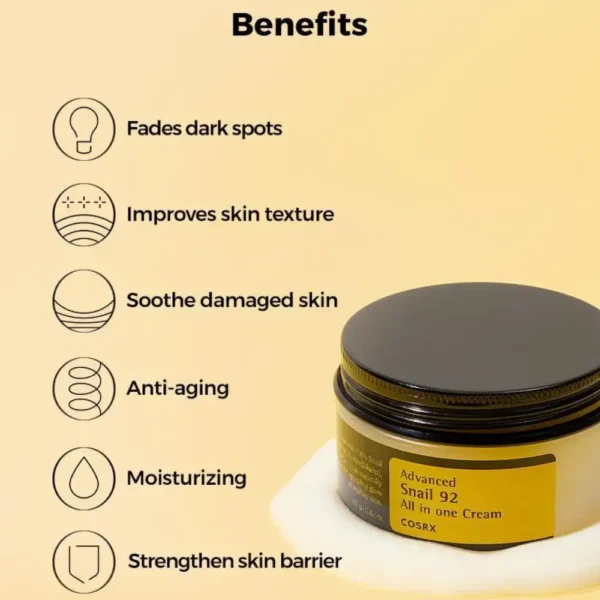 COSRX ADVANCED SNAIL 92 All in one Cream, viss-vienā krēms ar gliemežu mucīnu, 100ml