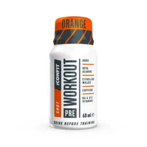 ICONFIT PRE-WORKOUT šots pirms treniņa ar apelsīnu garšu un saldinātāju, 60ml