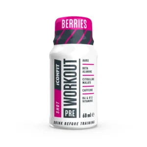 ICONFIT PRE-WORKOUT šots pirms treniņa ar ogu garšu un saldinātāju, 60ml