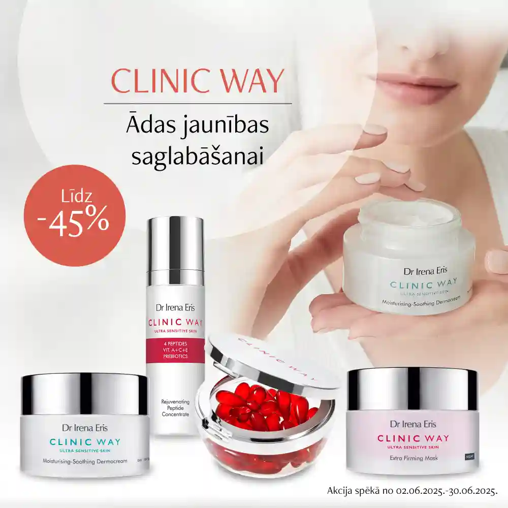 Jaudīgas atlaides visai zīmola Clinic Way produktcijai! Izmanto izdevību iegādāties lētāk!