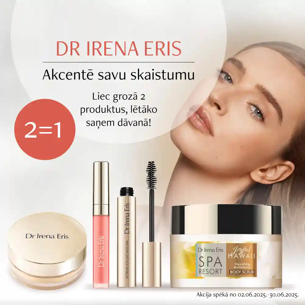 Īpaša akcija Dr.IRENA ERIS dekoratīvajai kosmētikai! Liec grozā 2 produktus, bet maksā tikai par vienu! Lētāko saņemsi par brīvu!