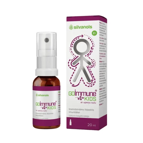 SILVANOLS GOIMMUNE KIDS izsmidzināms līdzeklis imunitātei bērniem, ar upeņu sulu, 20ml