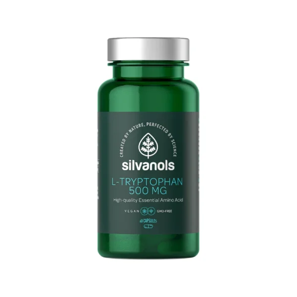 SILVANOLS L-TRYPTOPHAN L-triptofāns 500mg nervu sistēmai un stresa līmeņa mazināšanai, 60 kapsulas