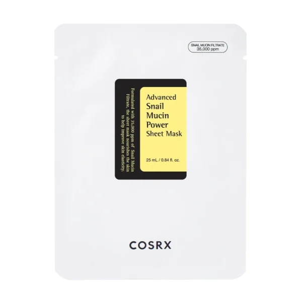 COSRX ADVANCED SNAIL Mucin Power Sheet Mask, dziļi mitrinoša un nomierinoša sejas maska, 1 gab.