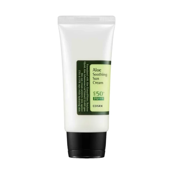 COSRX Aloe Soothing Sun Cream SPF50+ / PA+++ vieglas tekstūras nomierinošs, mitrinošs saules aizsargkrēms, 50ml
