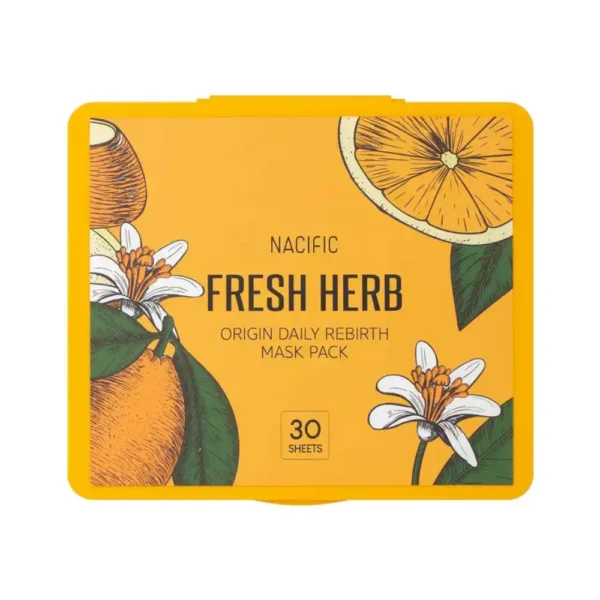 NACIFIC FRESH HERB Origin Daily, Mitrinošas, nomierinošas, atjaunojošas auduma sejas maskas, 30 gab.