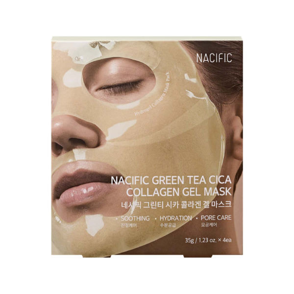 NACIFIC GREEN TEA CICA COLLAGEN Mitrinoša un revitalizējoša hidrogēla maska, 35g