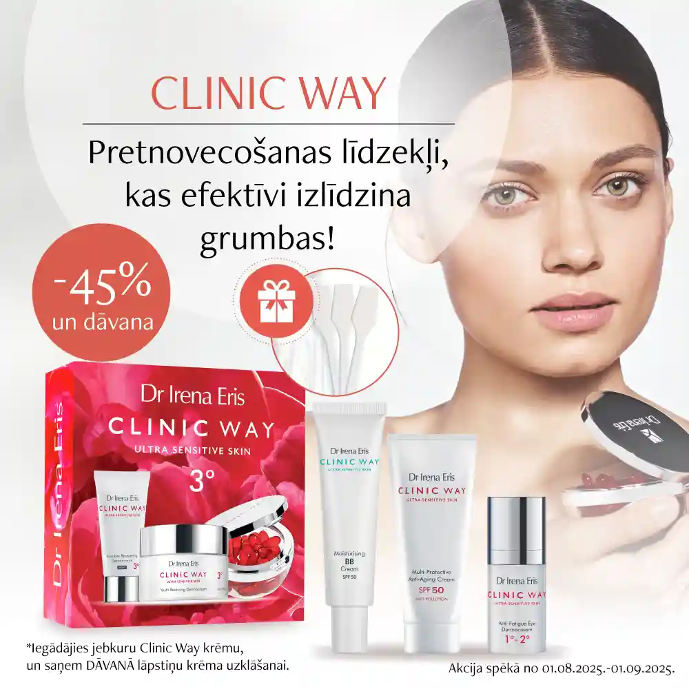 Katram Clinic Way zīmola krēma pirkumam dāvanā krēma uzklāšanas lāpstiņa!