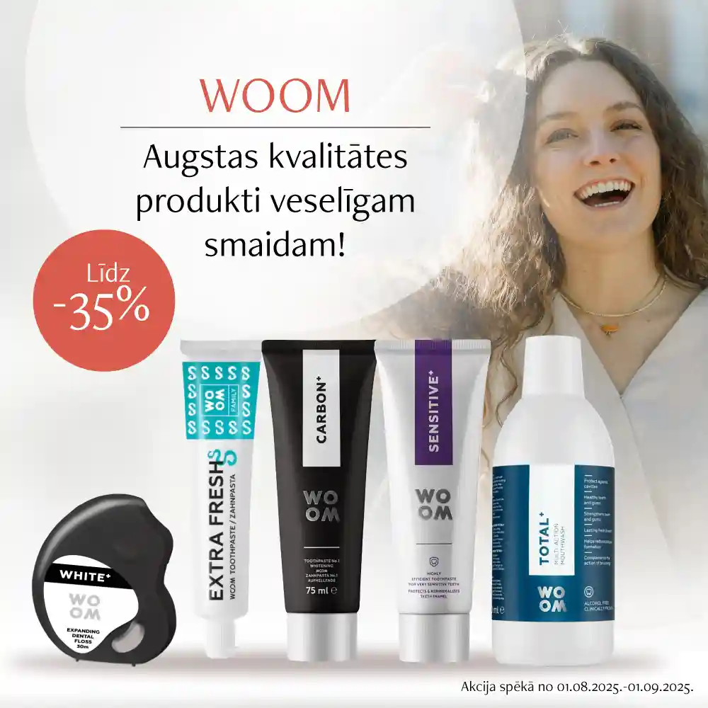 WOOM – augsta kvalitāte veselīgam smaidam! Iegūsti veselīgu smaidu ar augstas kvalitātes produktiem no zīmola Woom! Tagad ar atlaidēm līdz -35%!
