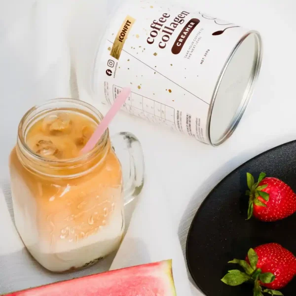 ICONFIT Collagen Coffee Creamer, Kolagēna kafijas krēms ar vaniļas garšu un saldinātāju, 300g