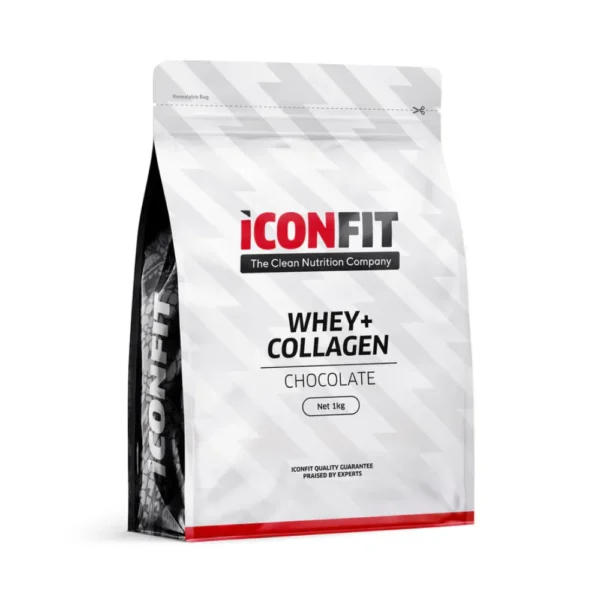 ICONFIT Whey+ Collagen sūkalu olbaltumvielu un kolagēna kombinācija ar šokolādes garšu un saldinātāju, 1000g