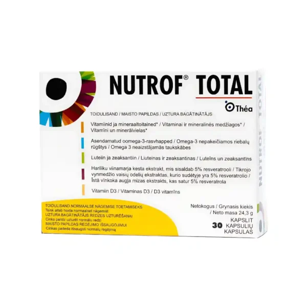 Nutrof Total vitamīni un minerālvielas acu veselības uzturēšanai, 30 kapsulas