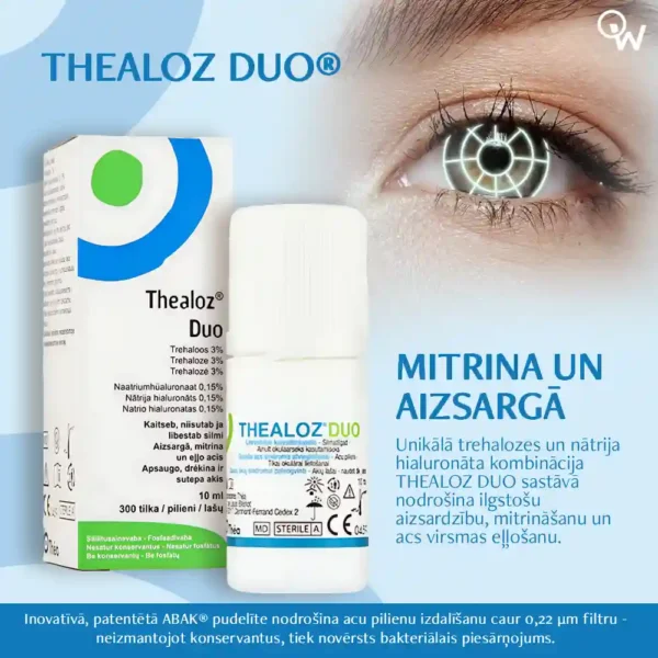THEALOZ DUO mitrinoši acu pilieni, 10ml