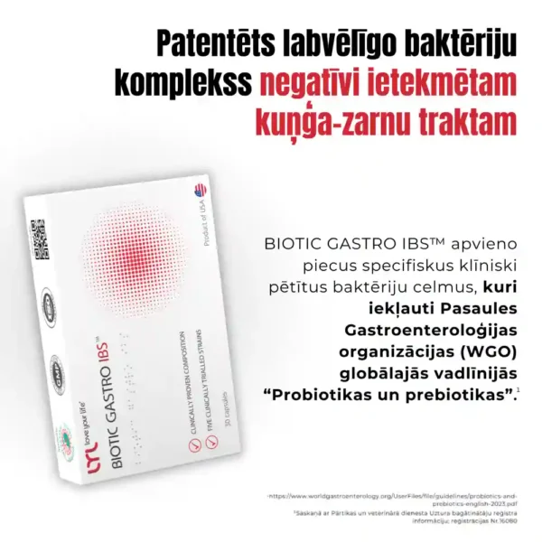 LYL BIOTIC GASTRO IBS™️ Klīniski pētītu baktēriju komplekss, 30 kapsulas