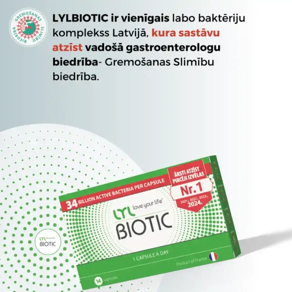 LYL BIOTIC Labo baktēriju komplekss ar prebiotikām, 14 kapsulas
