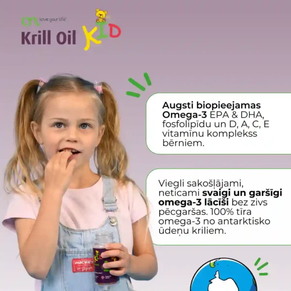 LYL Krill Oil KID Omega-3 komplekss bērniem, 30 krila eļļas lācīši - Image 4