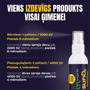 LYL sunD3 PROFESSIONAL 4000 SV | 2 000 SV D vitamīna sprejs, 50ml