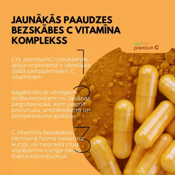 LYL premium C augstas efektivitātes C vitamīns 1004 mg 2 kapsulās, 30 kapsulas - Image 3