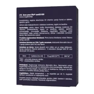 LYL sunD3 KID 600SV Izsmidzināms D vitamīns bērniem, 25ml