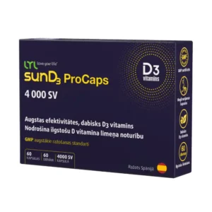 LYL sunD3 ProCaps 4000 SV augsti efektīvs D3 vitamīns, 60 kapsulas