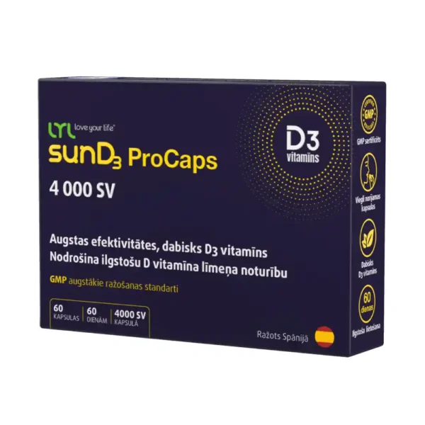 LYL sunD3 ProCaps 4000 SV augsti efektīvs D3 vitamīns, 60 kapsulas