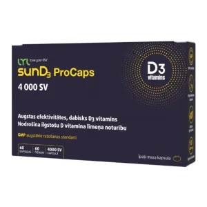 LYL sunD3 ProCaps 4000 SV augsti efektīvs D3 vitamīns, 60 kapsulas