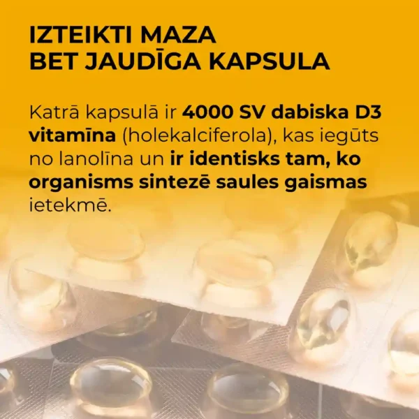 LYL sunD3 ProCaps 4000 SV augsti efektīvs D3 vitamīns, 60 kapsulas - Image 4