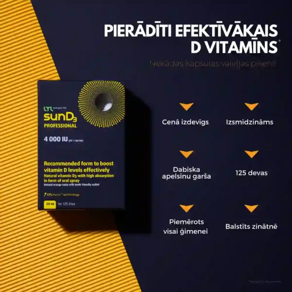 LYL sunD3 Professional 4000 SV | 2 000 SV D vitamīna sprejs, 50ml - Image 5