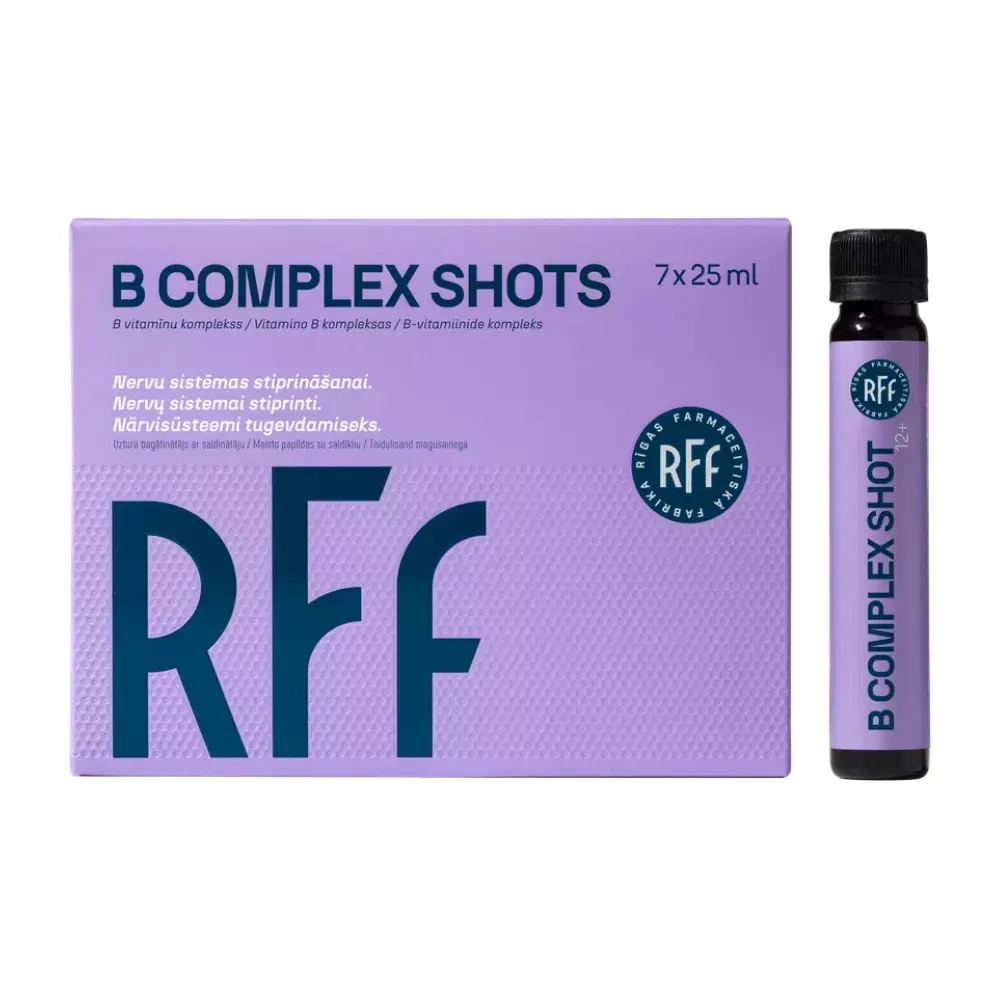RFF B COMPLEX SHOTS B vitamīnu komplekss enerģijai un nerviem ar saldinātāju, 7 x 25 ml - Image 2