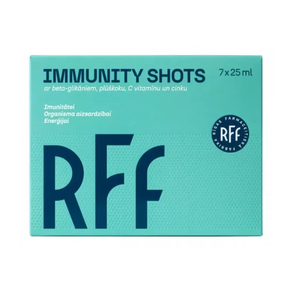 RFF IMMUNITY SHOTS imunitātei ar beta-glikāniem, plūškoku, C vit., cinku un saldinātāju, 7 x 25 ml