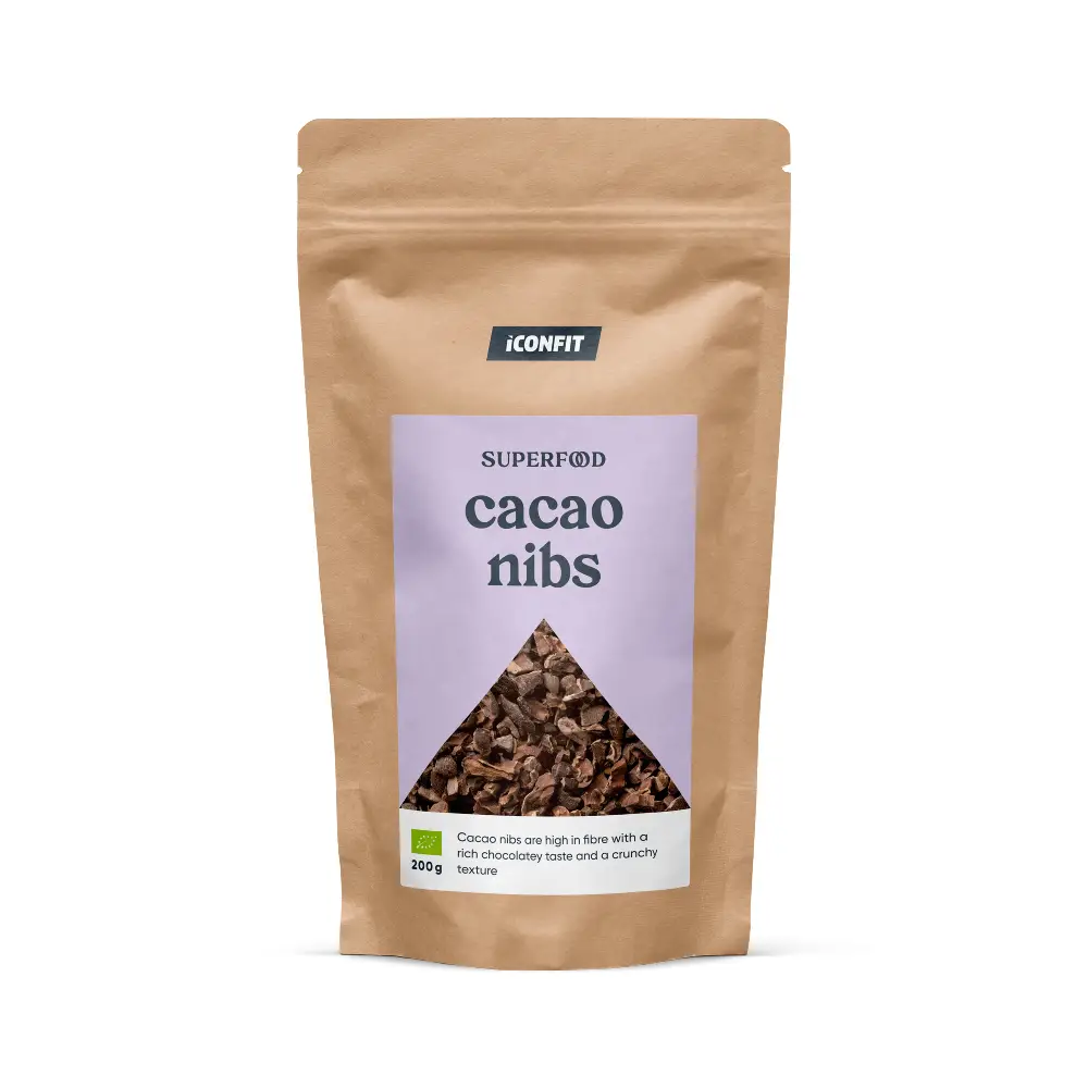 ICONFIT CACAO NIBS bioloģiskas sasmalcinātas, neapstrādātas kakao pupiņas, 200g
