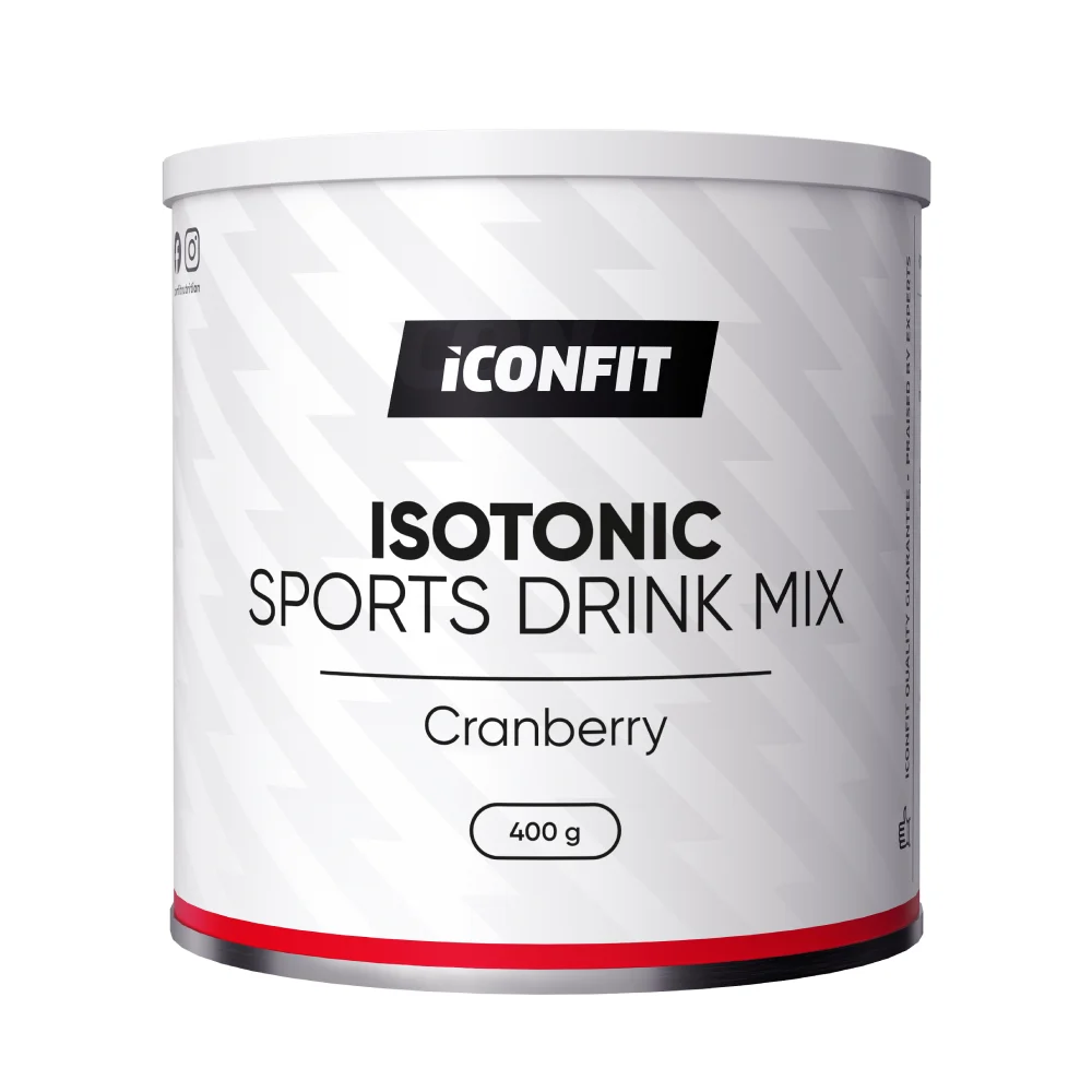 ICONFIT ISOTONIC izotonisks dzēriens ar elektrolītiem, vitamīniem, dzērveņu garšu un saldinātāju, 400g
