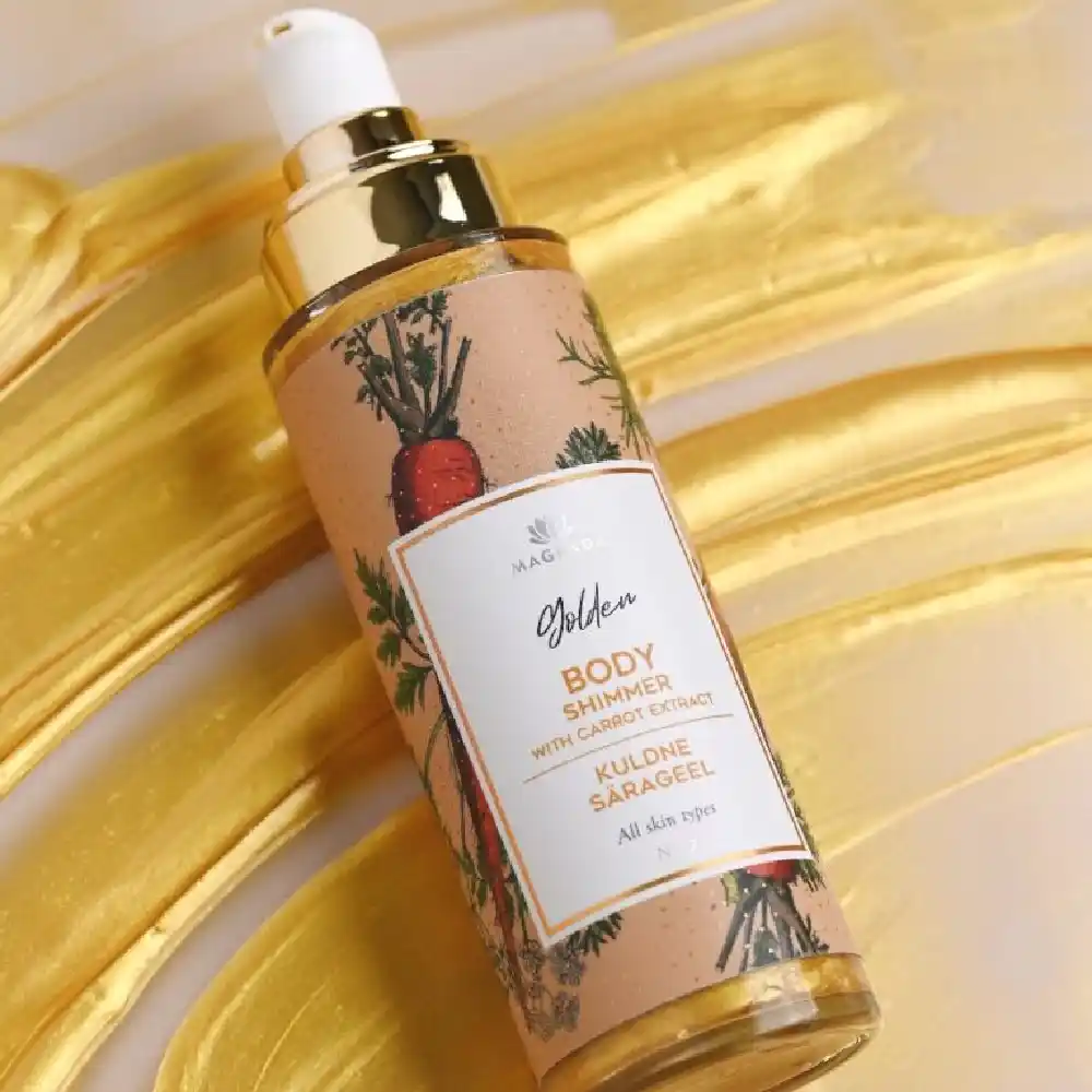 MAGRADA GOLDEN SHIMMER zeltainā mirdzuma gēls ar burkānu ekstraktu, 100 ml