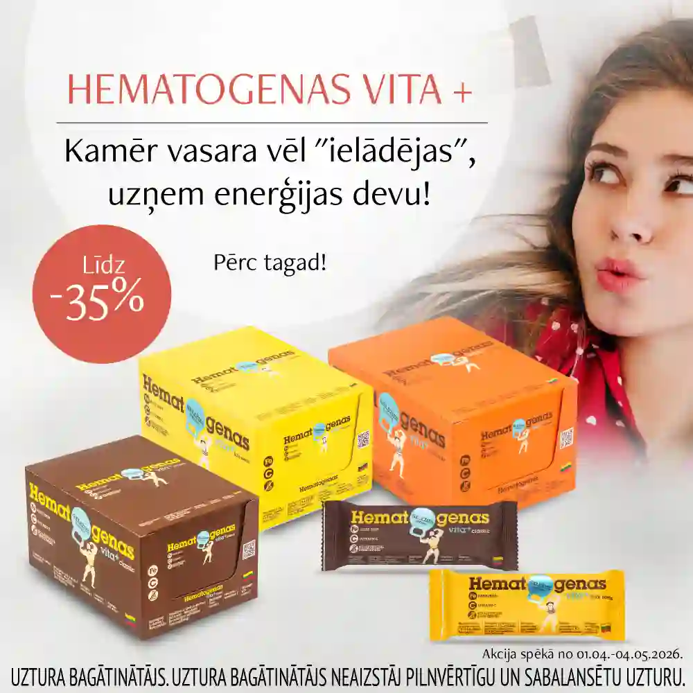 Visiem Hematogenas vita+ batoniņiem atlaides līdz -35%!