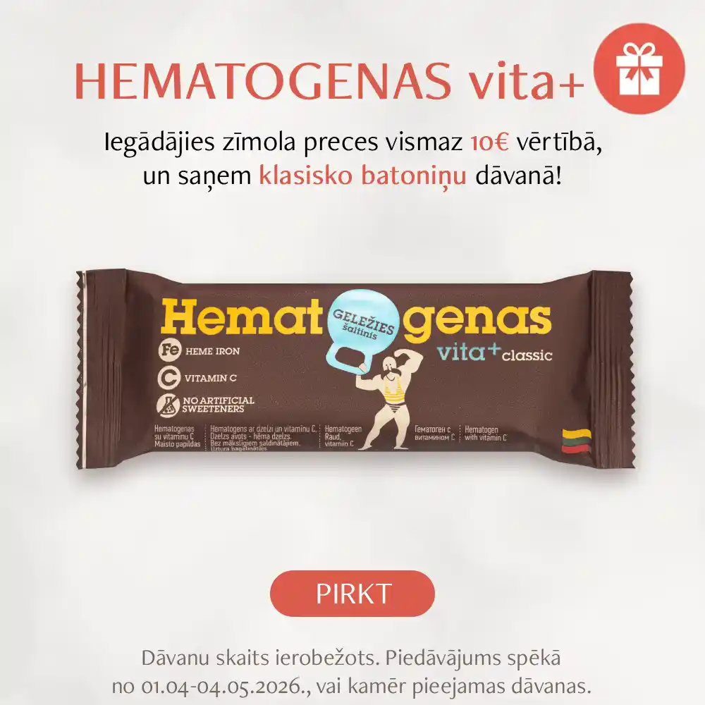 iegādājies hematogenas batoniņus vismaz 10 eur vērtībā, un saņem klasisko batoniņu dāvanā