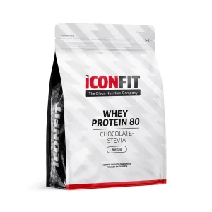 ICONFIT WHEY-80 sūkalu proteīns - šokolādes, ar saldinātāju stēviju, 1000g