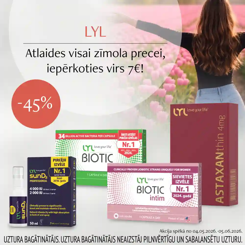 Atlaides visai zīmola LYL precei, iepērkoties virs 7€!